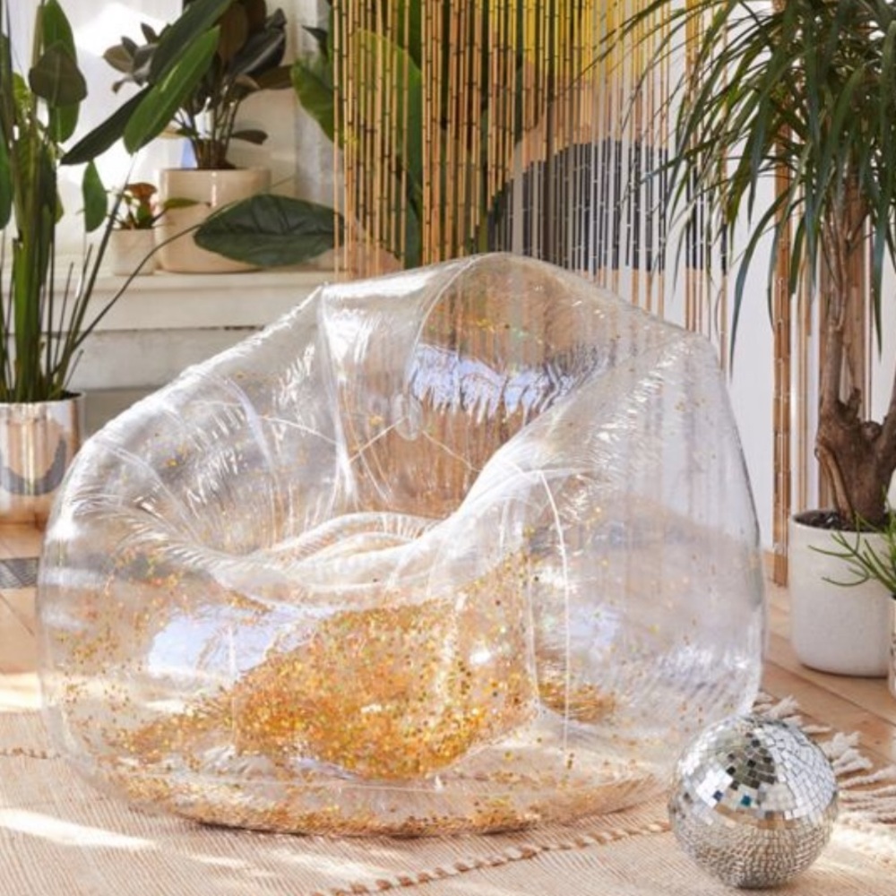 Inflatable gold sparkly chair